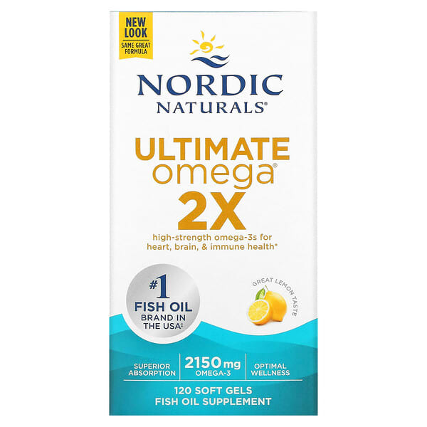 Nordic Naturals, Ultimate Omega 2X，檸檬味，2,150 毫克，120 粒軟凝膠（每粒軟凝膠 1,075 毫克）
