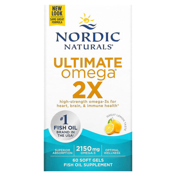 Nordic Naturals, Ultimate Omega 2X,檸檬味,2,150 毫克,60 粒軟凝膠(每粒軟凝膠 1,075 毫克)
