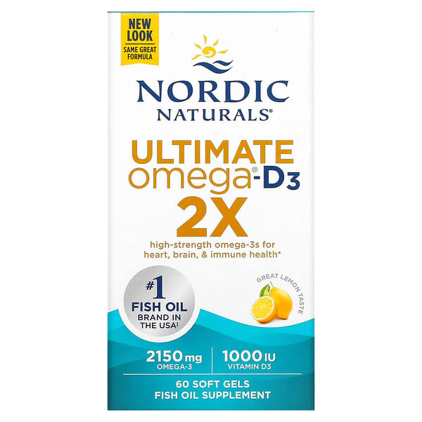 Nordic Naturals, Ultimate Omega® 2X 軟凝膠(含維生素 D3),檸檬味,60 粒裝