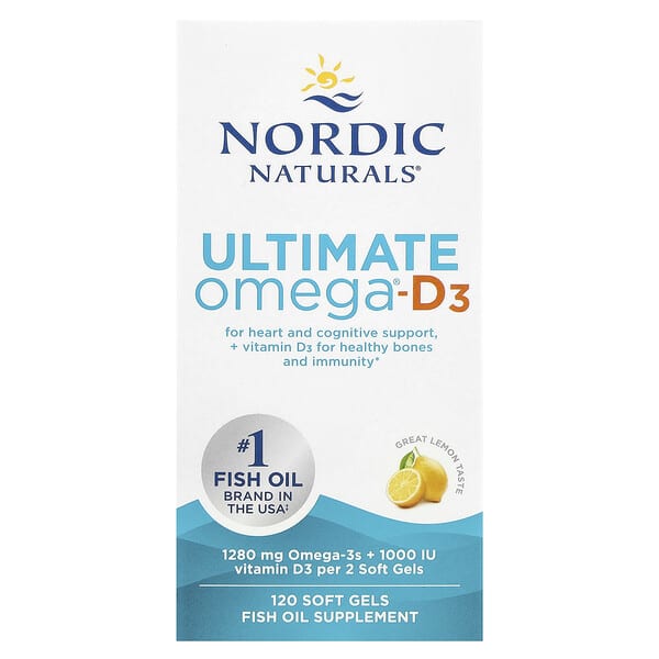 Nordic Naturals, Ultimate Omega®-D3，檸檬味，120 粒軟膠囊