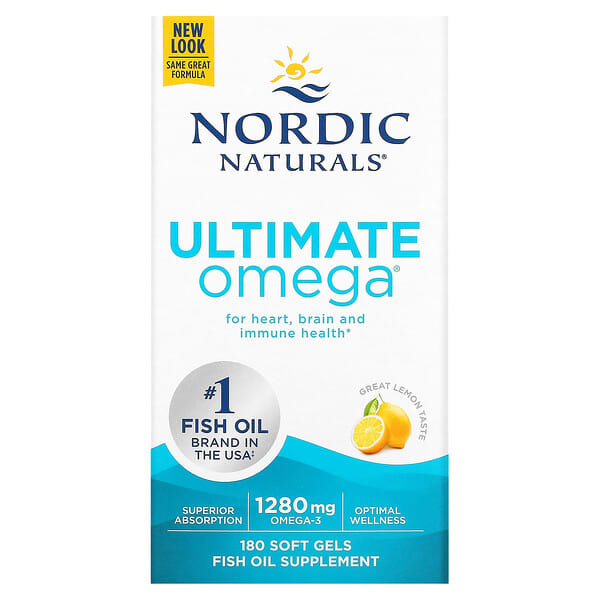 Nordic Naturals, Ultimate Omega，檸檬味，1,280 毫克，180 粒軟凝膠（每粒軟凝膠 640 毫克）