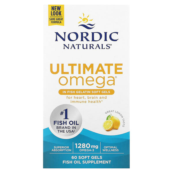 Nordic Naturals, Ultimate Omega，檸檬味，1,280 毫克，60 粒魚明膠軟凝膠（每粒軟凝膠 640 毫克）