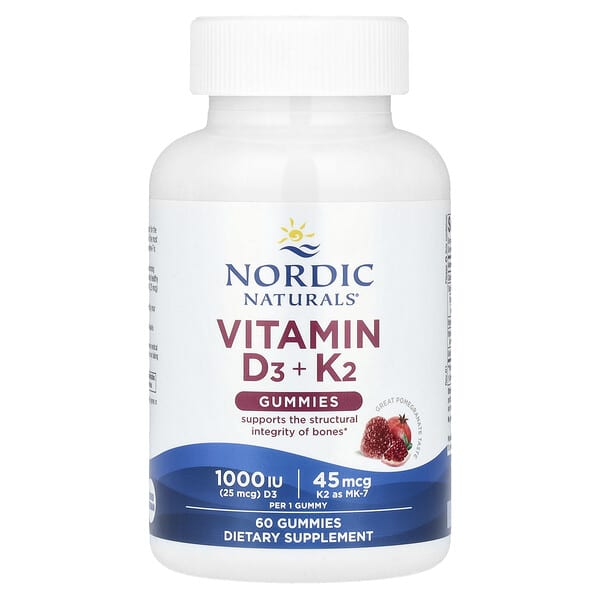 Nordic Naturals, 維生素 D3 + K2 軟糖，石榴，60 顆軟糖