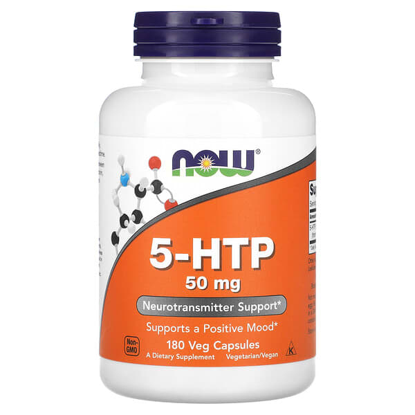 NOW Foods, 5-HTP 素食膠囊,50 毫克,180 粒