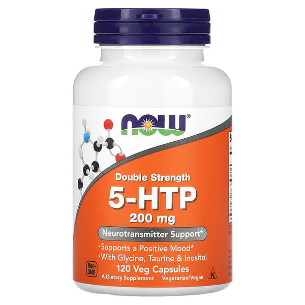 NOW Foods, 5-HTP，雙倍效果，200 毫克，120 粒素食膠囊