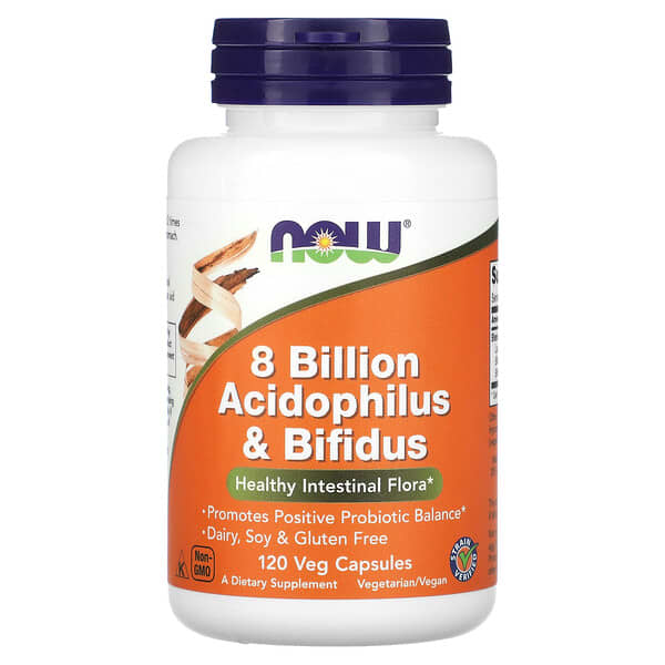 NOW Foods, 80 億 Acidophilus 和雙叉乳酸桿菌素食膠囊，120 粒裝