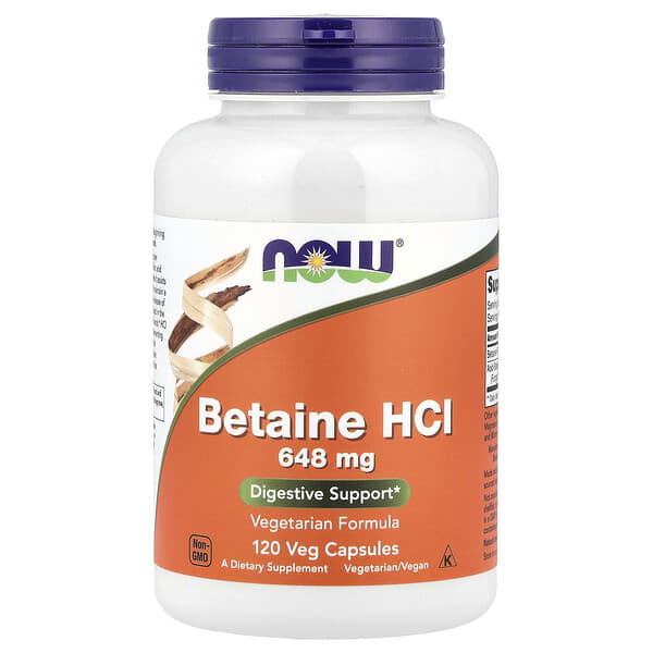 NOW Foods, Betaine HCL，648 毫克，120 粒植物膠囊