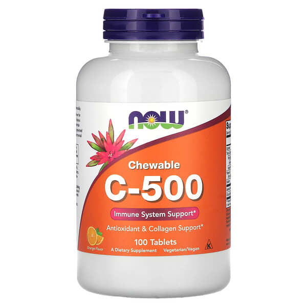 NOW Foods, C-500 咀嚼片,橙味,100 片