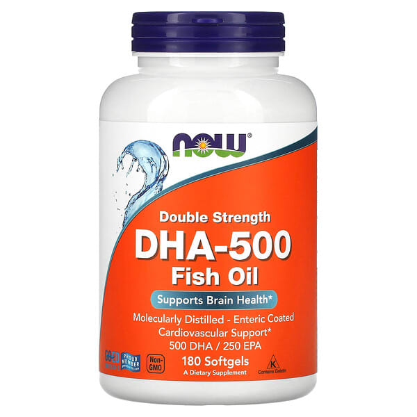 NOW Foods, DHA-500,雙倍功效,180 粒軟凝膠