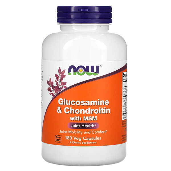 NOW Foods, 氨基葡萄糖和軟骨素加 MSM，180 粒素食膠囊