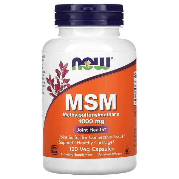 NOW Foods, MSM，甲基磺醯甲烷，1,000mg，120 素食膠囊