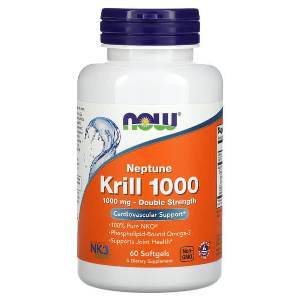 NOW Foods, Neptune 磷蝦 1000，雙倍效力，1000 毫克，60 粒軟膠囊