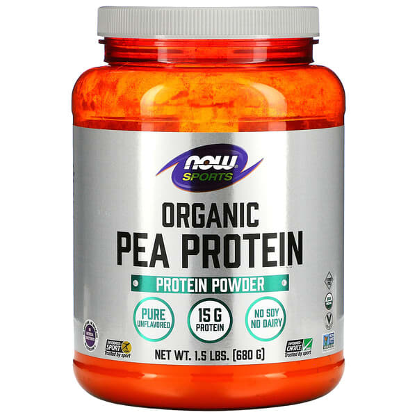 NOW Foods, 運動，有機豌豆蛋白，天然原味，1.5 磅（680 克）