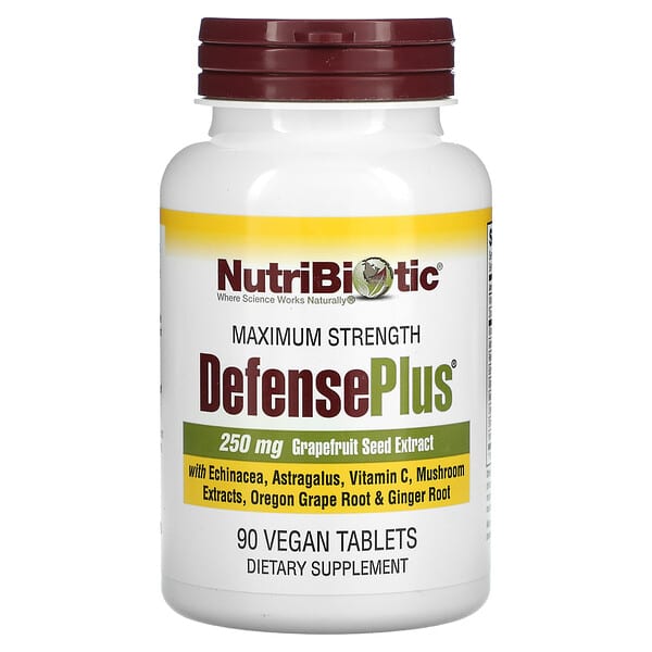 NutriBiotic, DefensePlus,250毫克葡萄柚籽提取物(GSE),90素食片劑