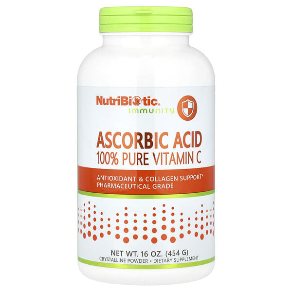 NutriBiotic, 抵抗，抗壞血酸，純維生素 C，16 盎司（454 克）