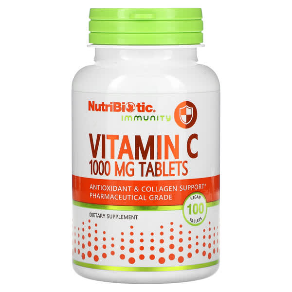 NutriBiotic, 機體抵抗，維生素 C，1,000 毫克，100 片素食片
