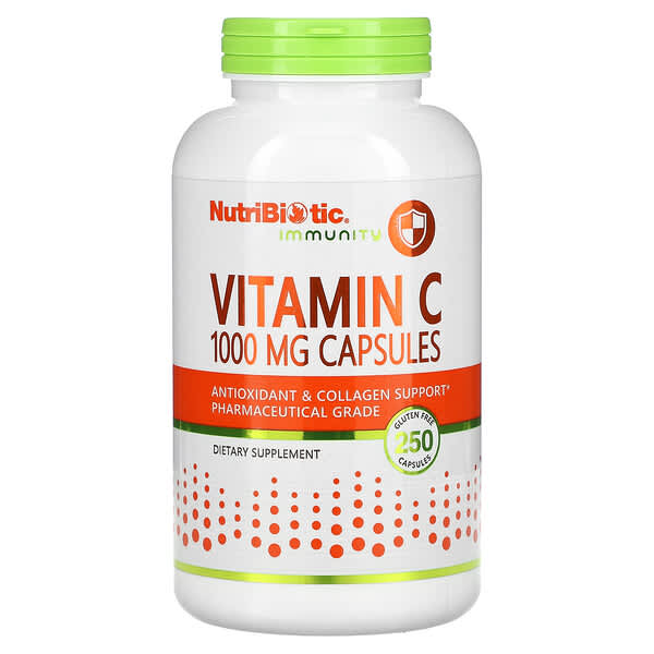 NutriBiotic, 機體抵抗，維生素 C，1,000 毫克，250 粒膠囊