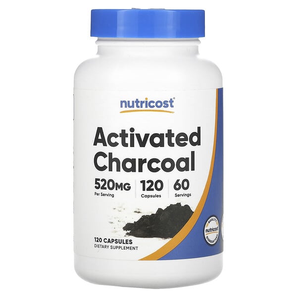Nutricost, 活性炭，520 毫克，120 粒膠囊（每粒膠囊 260 毫克）