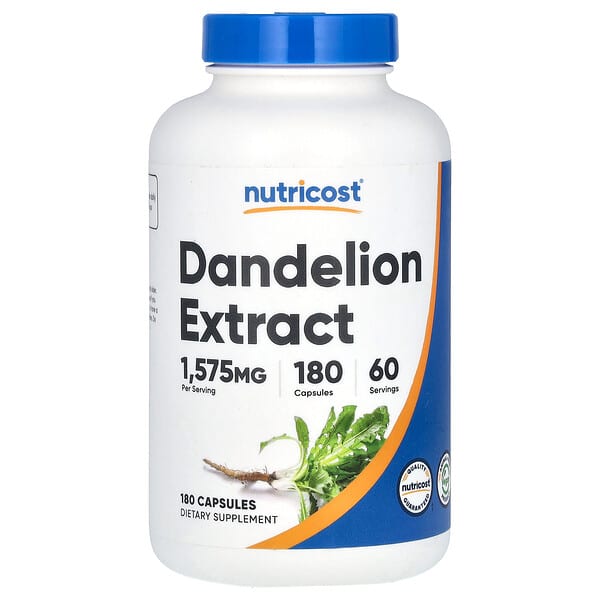 Nutricost, 蒲公英提取物，1,575 毫克，180 粒膠囊（每粒膠囊 525 毫克）