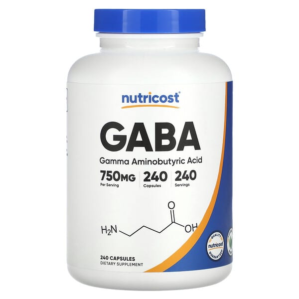 Nutricost, GABA - γ-氨基丁酸,750 毫克,240 粒膠囊