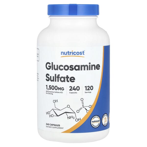 Nutricost, 氨基葡萄糖硫酸鹽，1500 毫克，240 粒膠囊（每粒膠囊 750 毫克）