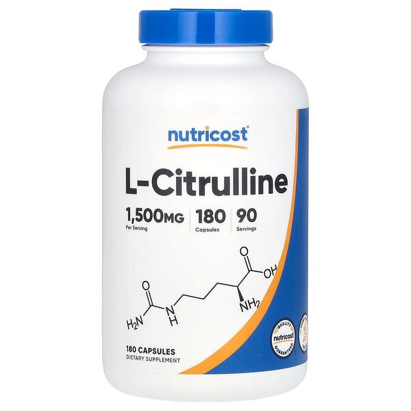 Nutricost, L-瓜氨酸,1500 毫克,180 粒膠囊(每粒膠囊 750 毫克)