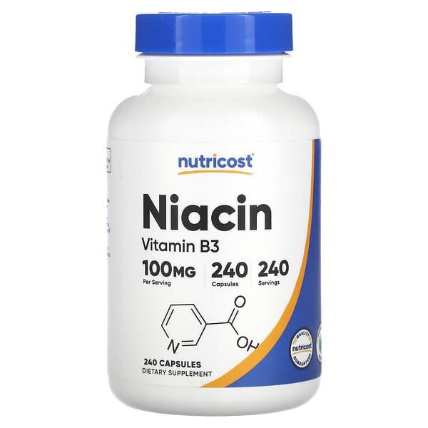 Nutricost, 煙酸，100 毫克，240 粒膠囊