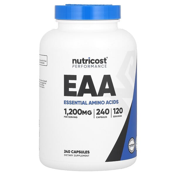 Nutricost, 表現,必需胺基酸,1,200 毫克,240 粒膠囊(每粒膠囊 600 毫克)