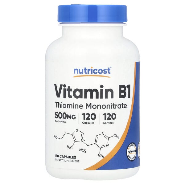 Nutricost, 維生素 B1,500 毫克,120 粒膠囊
