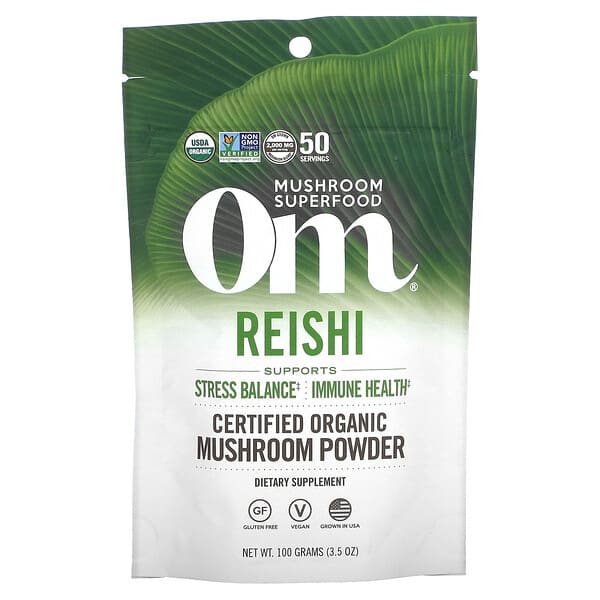 Om Mushrooms, Reishi，全有機蘑菇粉認可，3.5 盎司（100 克）