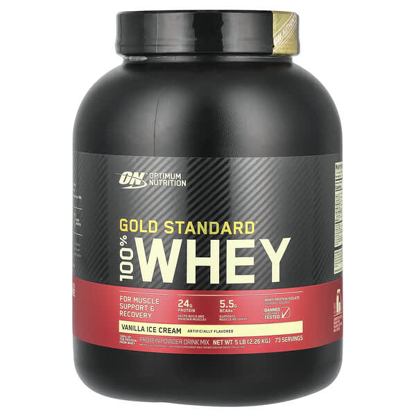 Optimum Nutrition, 金標準全乳清蛋白,香草霜淇淋味,5 磅(2.26 千克)
