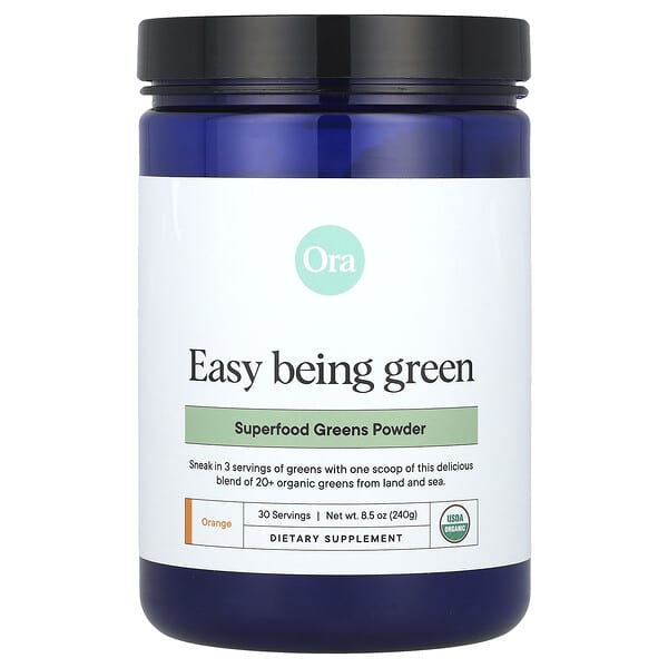 Ora, Easy Being Green，Superfood 綠色植物粉，橙味，8.5 盎司（240 克）