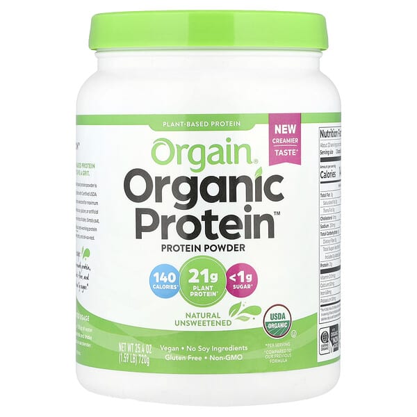 Orgain, 有機蛋白質粉,植物基,天然無糖,1.59 磅(720 克)