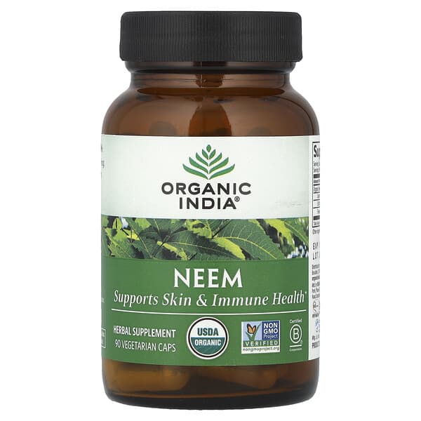 Organic India, 有機,印楝,90 素食膠囊