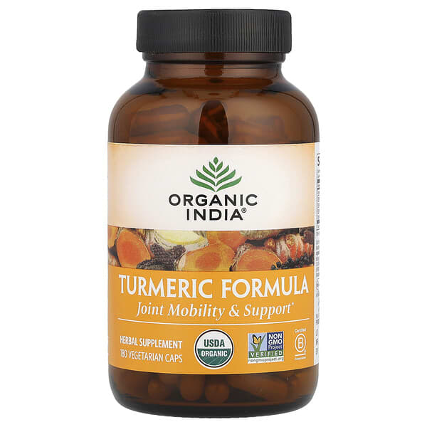 Organic India, 薑黃配方,關節活動度和支撐力,180 粒素膠囊
