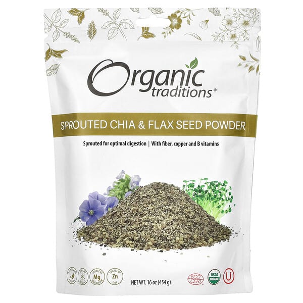 Organic Traditions, 髮芽奇亞和亞麻籽粉,16 盎司(454 克)