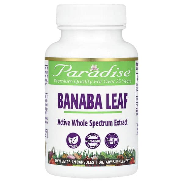 Paradise Herbs, 巴拿巴葉,250 毫克,60 粒素食膠囊