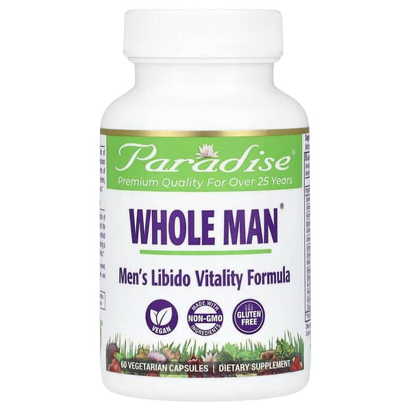 Paradise Herbs, Whole-Man，男性力比多活力配方，60 粒素食膠囊
