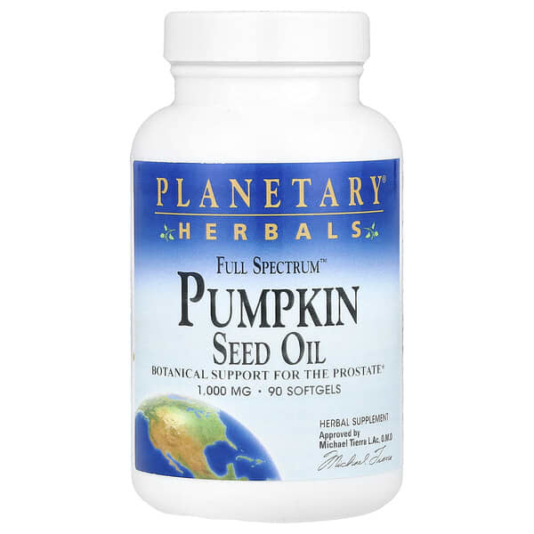 Planetary Herbals, 全譜，南瓜籽油，1000 毫克，90 粒軟凝膠