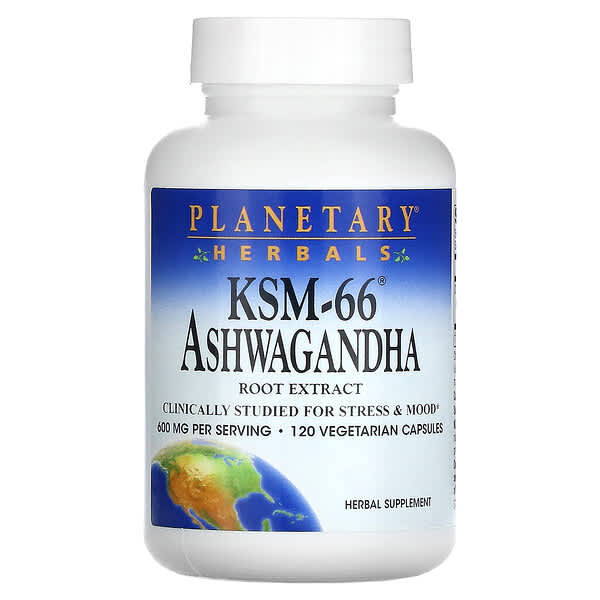 Planetary Herbals, KSM-66® 南非醉茄根提取物,600 毫克,120 粒素食膠囊(每粒膠囊 300 毫克)