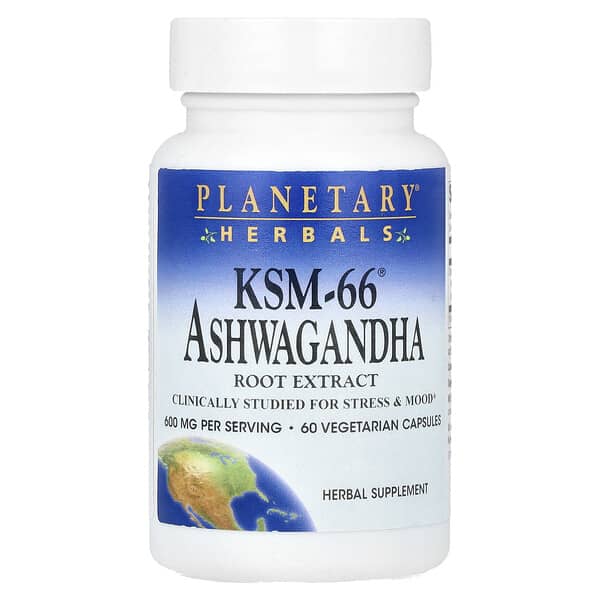 Planetary Herbals, KSM-66® 南非醉茄根提取物，600 毫克，60 粒素食膠囊（每粒膠囊 300 毫克）
