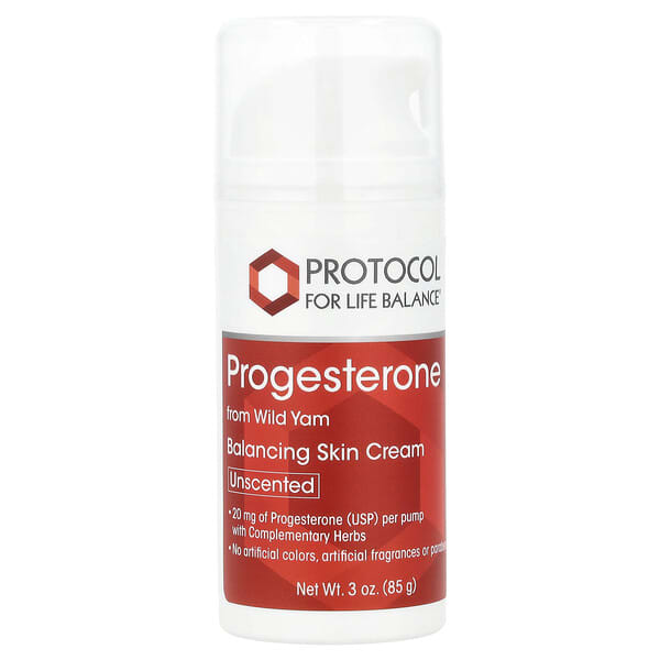 Protocol for Life Balance, 天然黃體酮，脂質體護膚霜，無香，3 盎司（85 克）