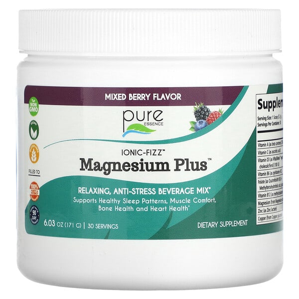 Pure Essence, Ionic-Fizz，Magnesium Plus，混合漿果味，6.03 盎司（171 克）