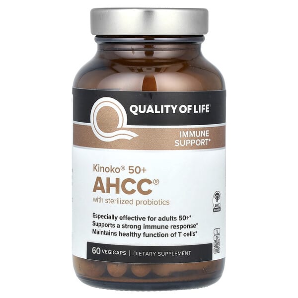 Quality of Life, Kinoko 50+ AHCC 含滅火益生菌，60 粒素食膠囊
