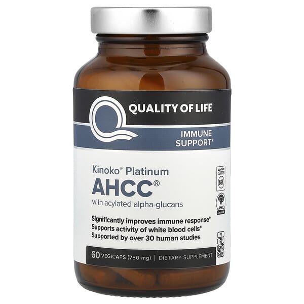 Quality of Life, Kinoko® Platinum AHCC®,含乙酰化 α-葡聚糖,60 粒素食膠囊