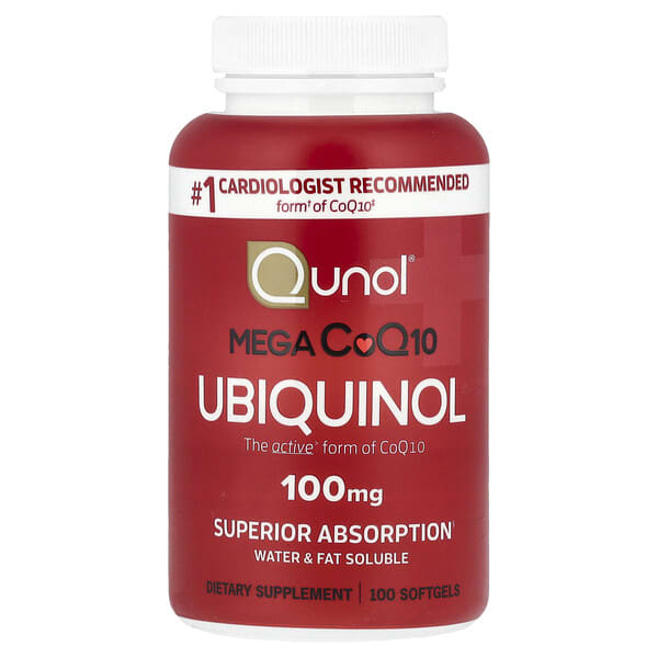 Qunol, Mega 輔酶 Q10,泛醇,100 毫克,100 粒軟凝膠