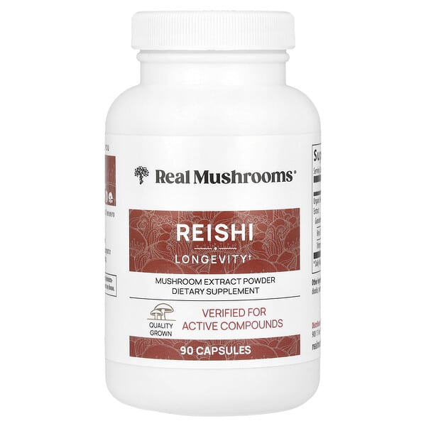 Real Mushrooms, 靈芝 415，長壽，90 粒膠囊