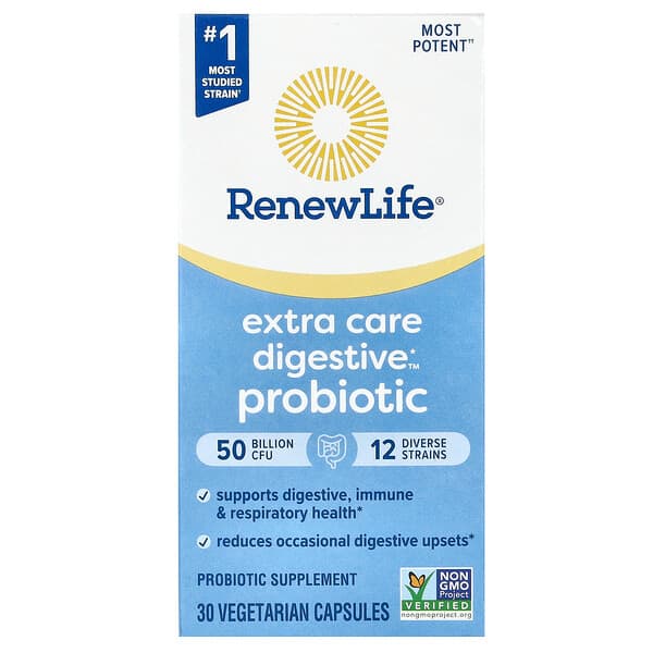 Renew Life, 特強護理消化益生菌，500 億 CFU，30 粒素食膠囊