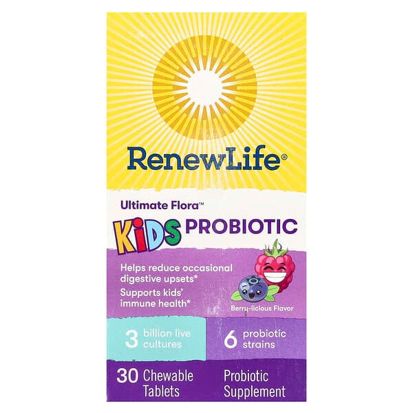 Renew Life, Ultimate Flora，兒童益生菌，漿果味，30 億活培養菌，30 片咀嚼片