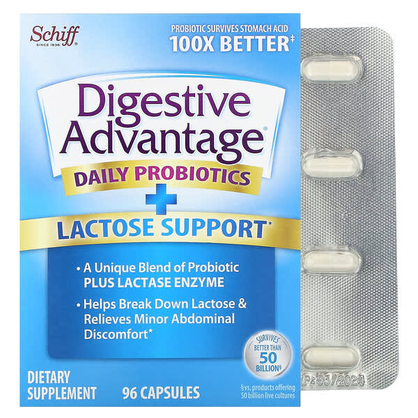 Schiff, Digestive Advantage，對抗乳糖不耐受的配方，96 粒膠囊
